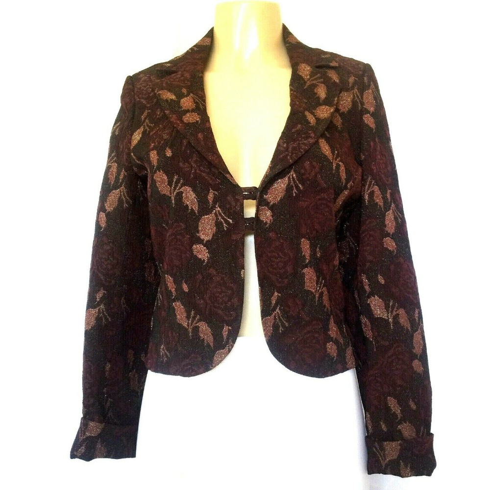 Karen Millen Blazer Jacket Textured Floral Rose 12
